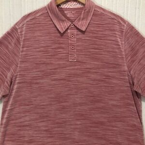 Marti Kat Mens XXL Polo Shirt‎ Brick Red Space Dye Modal Blend Flamingo Trim